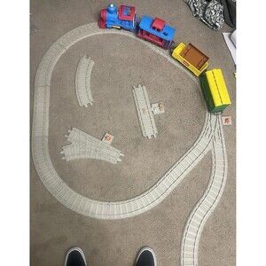 Playskool 1988 Blue Train Set With 16 Track Working Train